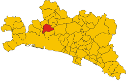 Map of comune of Serra Riccò (province of Genoa, region Liguria, Italy)